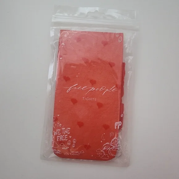 NWT Free People Red Sheer Hearts Tights - Picture 3 of 10